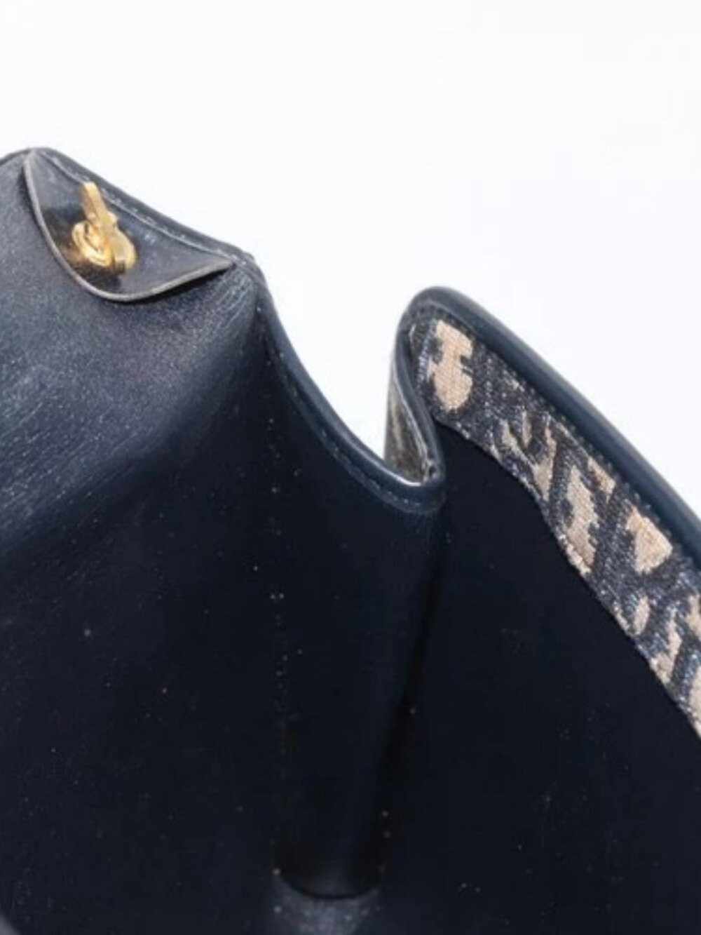 Christian Dior Trotter Canvas Shoulder Bag Navy Gold Auth BA10087 - Picture 13 of 16